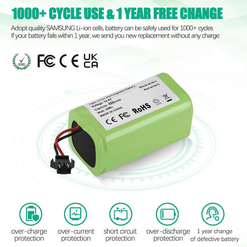 Batryuic Upgraded 4000mAh N79 14.4V Battery for Eufy RoboVac 11 11S 30 15C 25C 35C Robot Vacuum Cleaner for Ecovacs Deebot N79 N79S Deebot 500 600 DN622, Goovi F007C D380 Robot Vacuum Cleaner Battery - Image 4